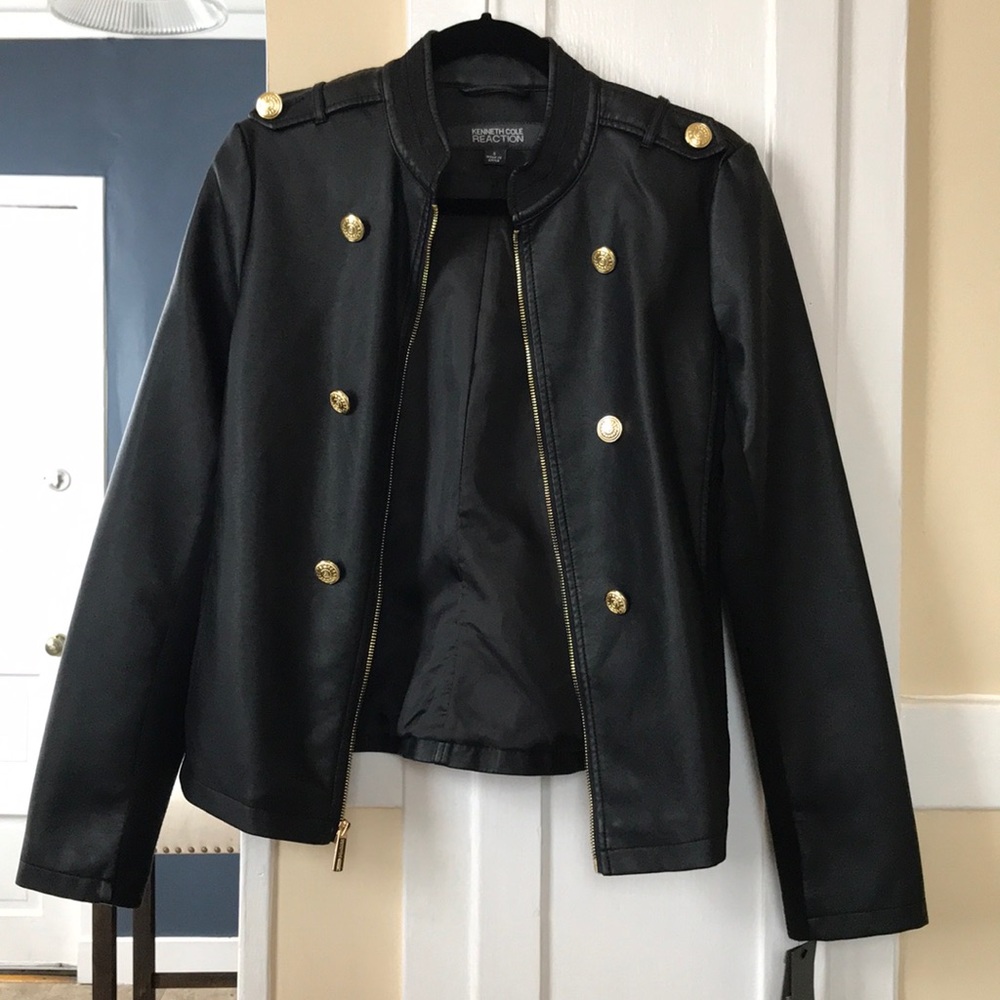 Black Faux Leather Jacket (Kenneth Cole) - New